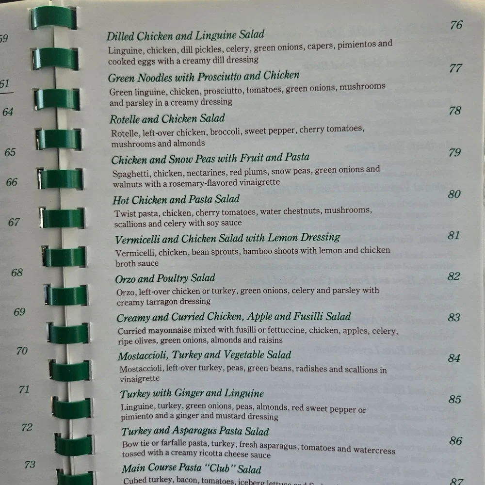 The Pasta Salad Book Nina Graybill Maxine Rapoport 1984 Spiral Cookbook